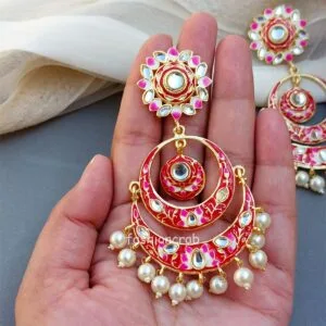 Niharika Chandbali Earrings - Maroon