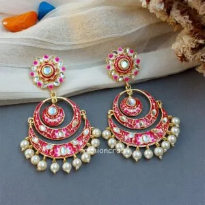 Niharika Chandbali Earrings - Maroon
