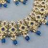 Polki Necklace - Dark Blue-01 Polki Necklace - Dark Blue