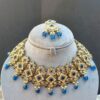 Polki Necklace - Dark Blue-05 Polki Necklace - Dark Blue