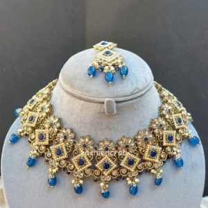 Polki Necklace - Dark Blue