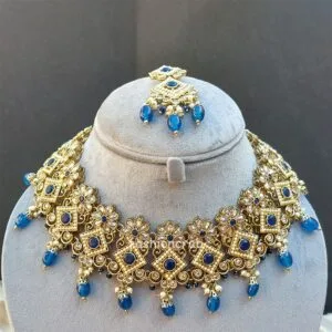 Polki Necklace - Dark Blue