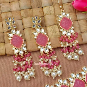 Traditional Pink Colour Stone Necklace