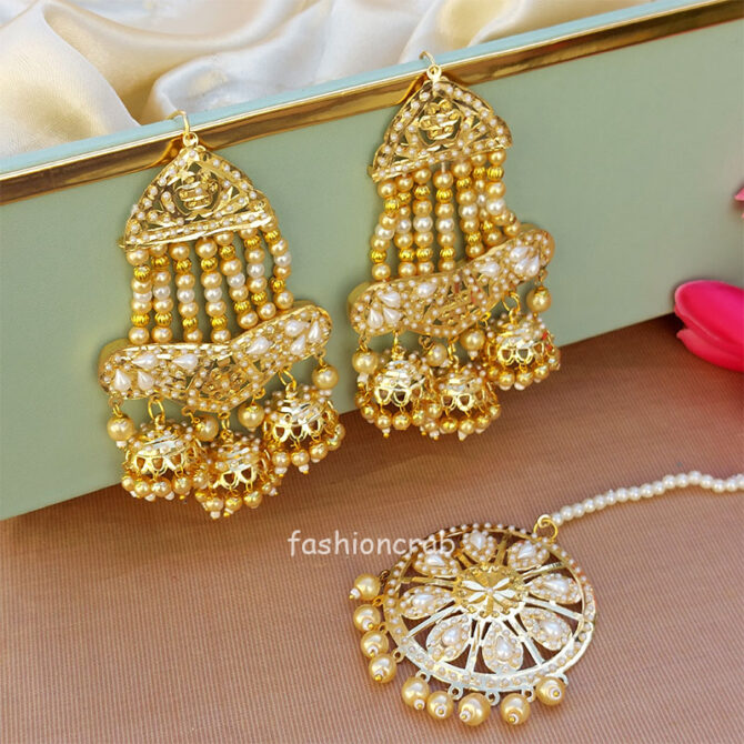 Traditional Punjabi Hanging Pearl Earrings Traditional Punjabi Hanging Pearl Earrings