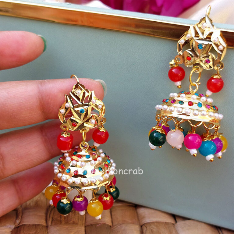 Traditional Small Jhumka Earrings-Multicolor