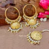 White Pipal Patti Jhumka Bali with Tikka
