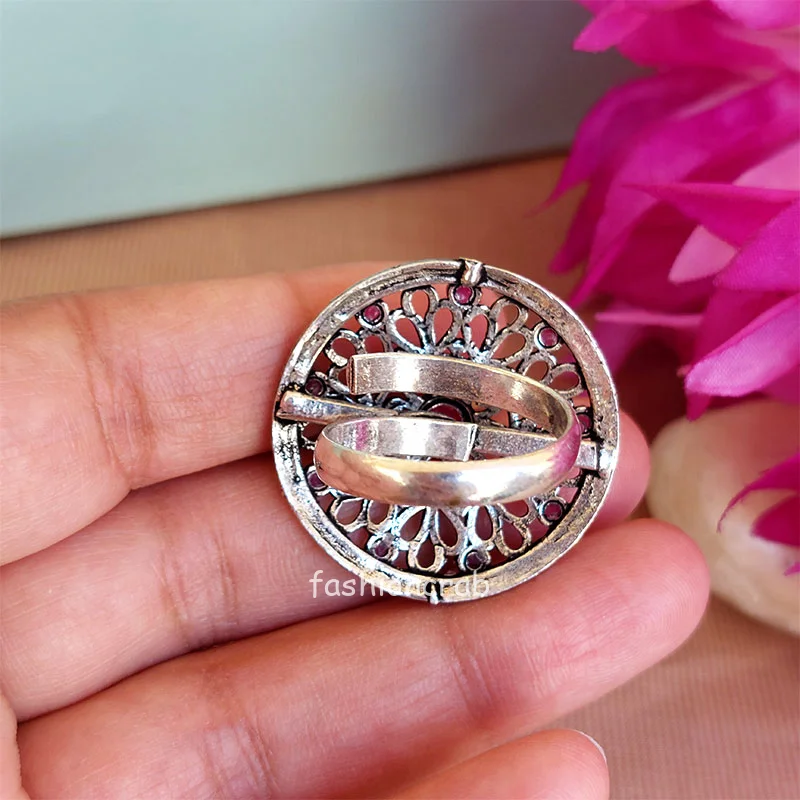 Antique Pink Oxidised Rings