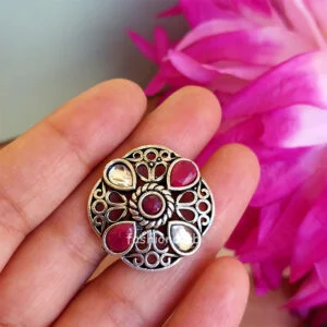Antique Pink White Oxidised Rings