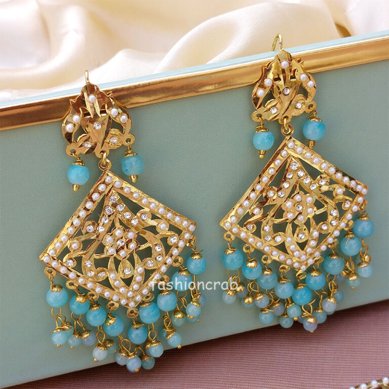 Blue Pearl Jadau Set for Saree