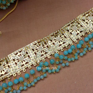 Blue Pearl Jadau Set for Saree