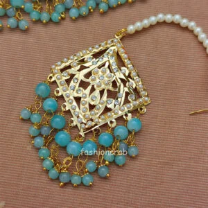Blue Pearl Jadau Set for Saree