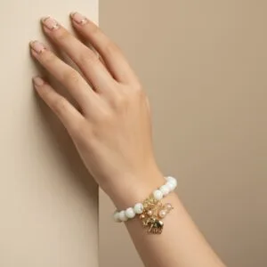 Elephant White Beads Bracelet