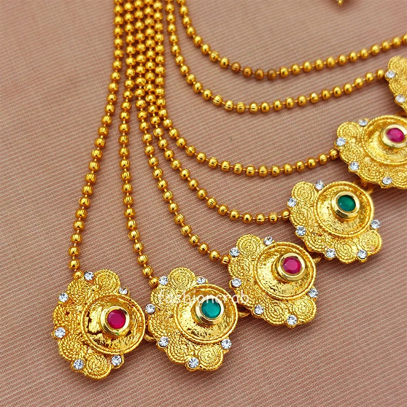 Gold Toned Layered Necklace Set with Jhumki