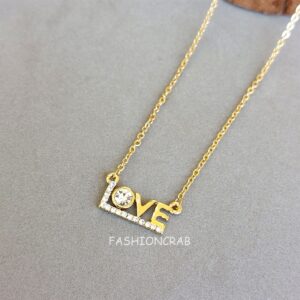 Golden Colour Love Pendant Chain for Girlfriend