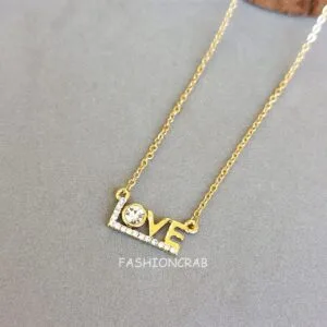 Golden Colour Love Pendant Chain for Girlfriend