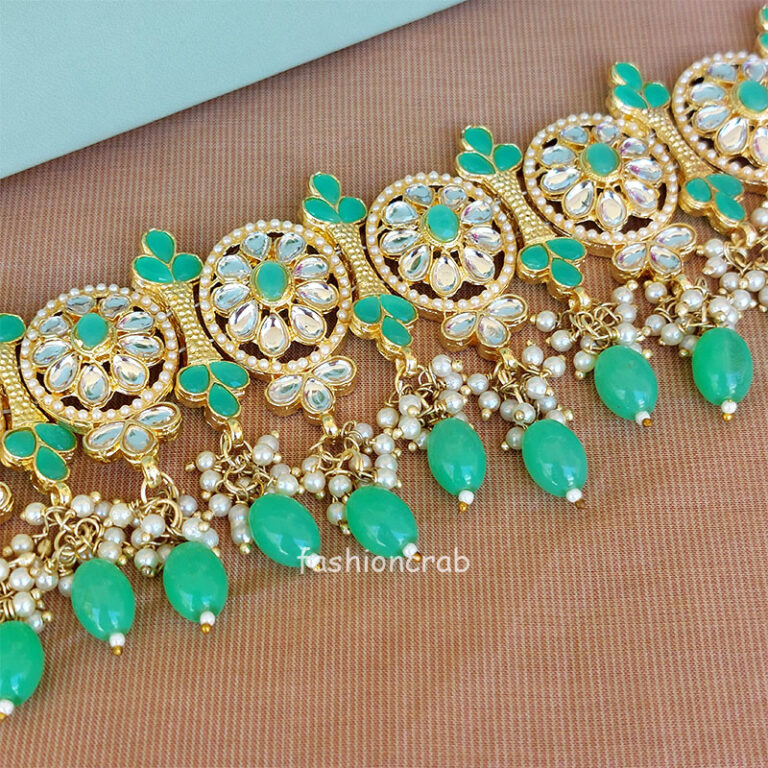 Light Green Pearl Necklace Set for Women