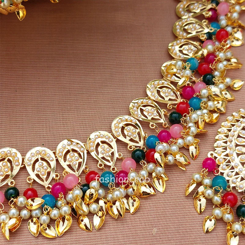 Multicolor Jadau Choker Set for Wedding