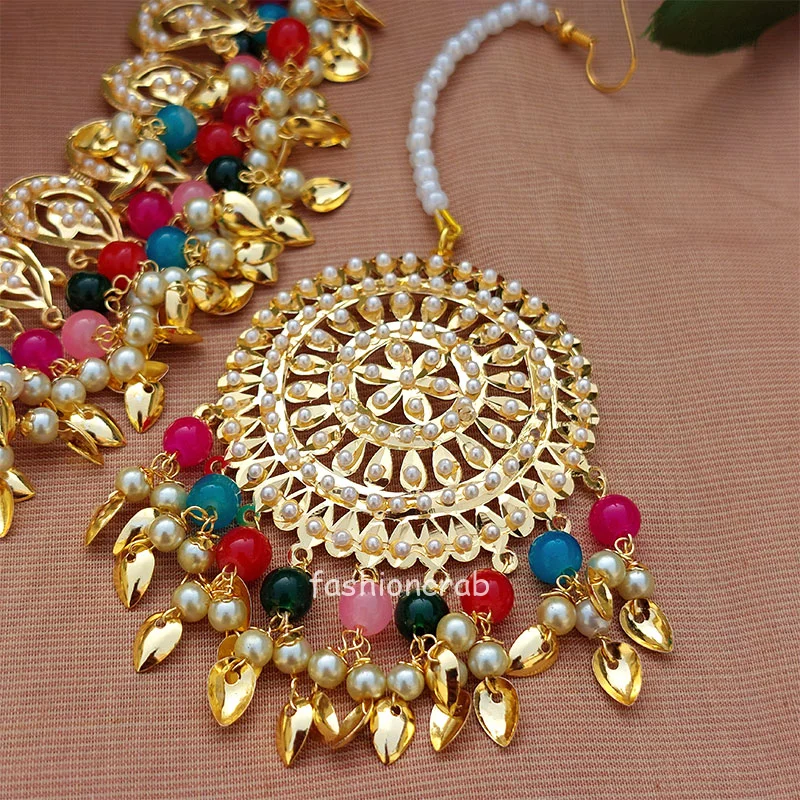 Multicolor Jadau Choker Set for Wedding