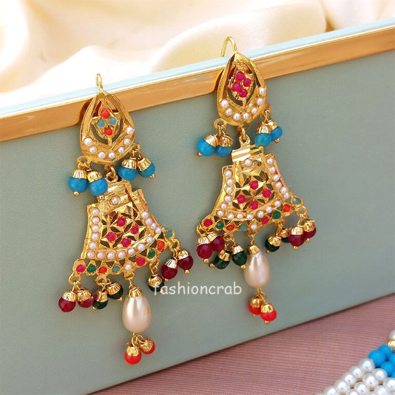 Multicolor Pearl Jadau Jewellery Set