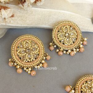 Peach - Maang Tikka Set with Earring
