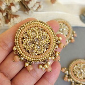 Peach - Maang Tikka Set with Earring
