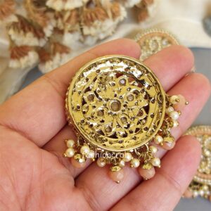 Peach - Maang Tikka Set with Earring