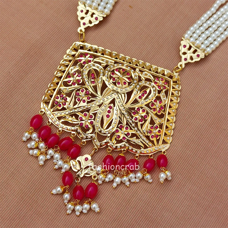 Pink Color Pearl Rani Haar for Bride