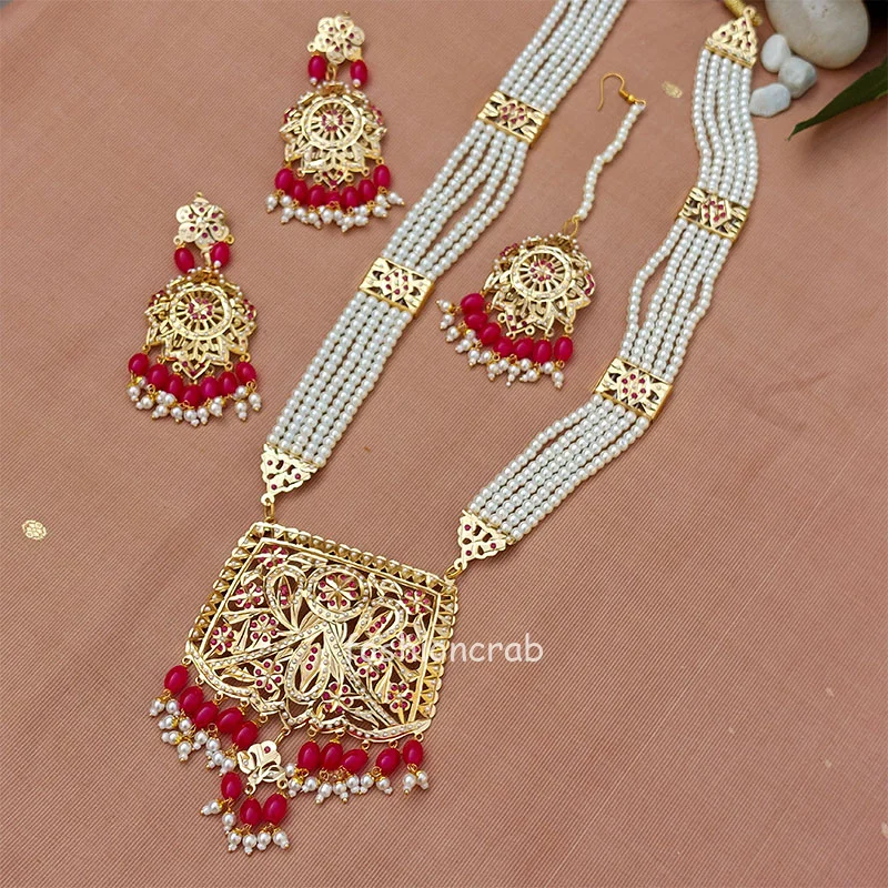 Pink Color Pearl Rani Haar for Bride