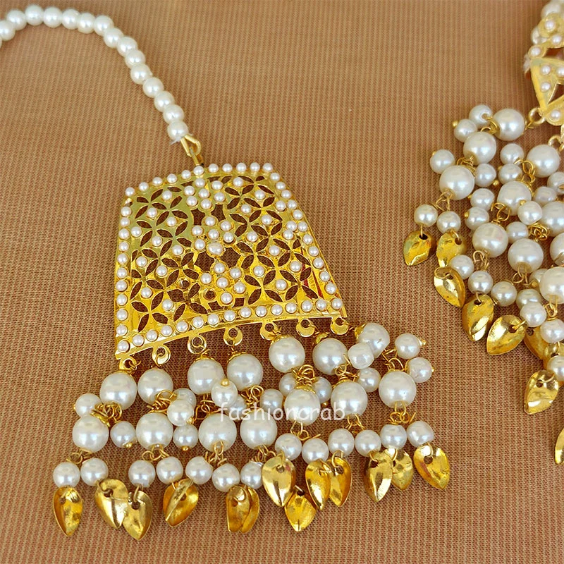 Traditional Folk Punjabi Jadau Choker Set - White