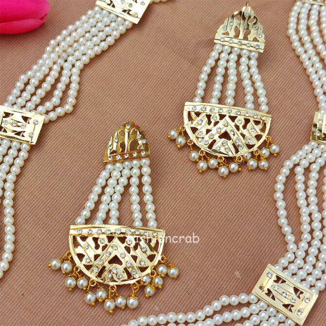 White Color Pearl Rani Haar for Bride