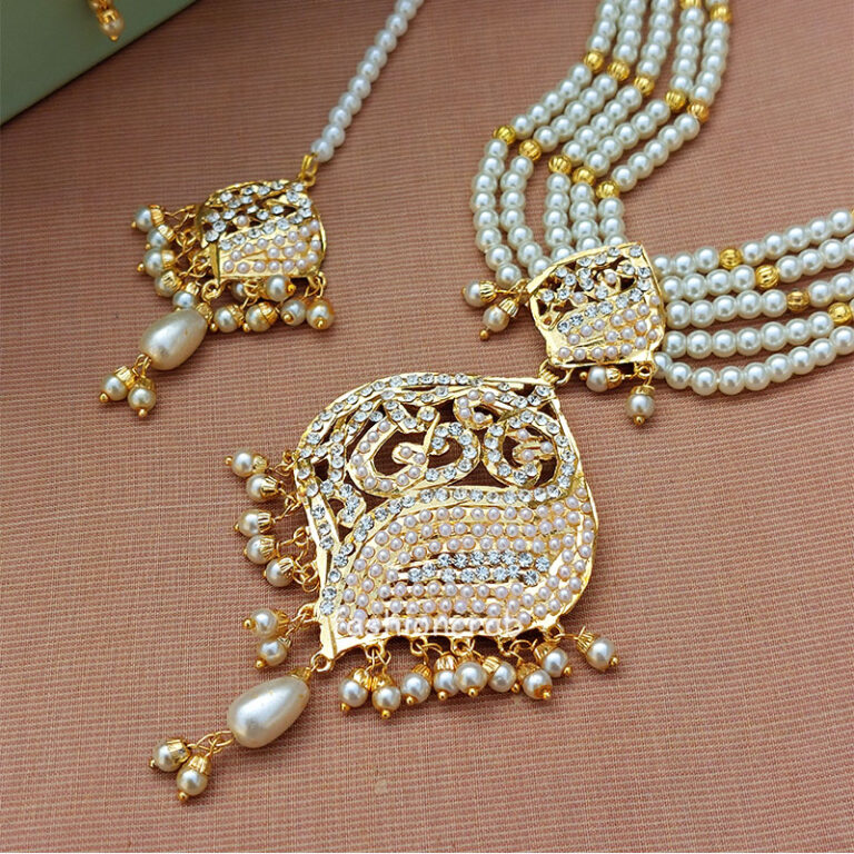 White Pearl Jadau Jewellery Set