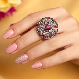 Antique Pink Oxidised Rings