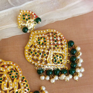 Green Color Jadau Jewellery for Wedding