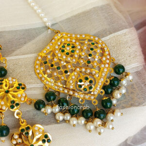 Green Color Jadau Jewellery for Wedding