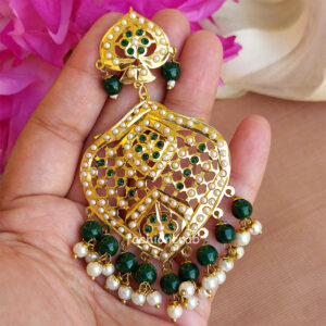 Green Color Jadau Jewellery for Wedding