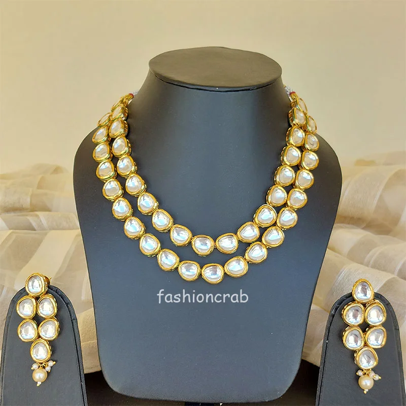 Kundan Double Line Necklace Set