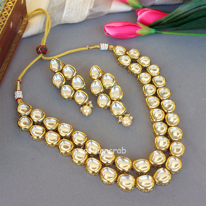 Kundan Double Line Necklace Set Kundan Double Line Necklace Set