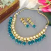 Kundan Necklace Set with Blue Pearl