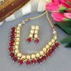 Kundan Necklace Set with Maroon Pearl