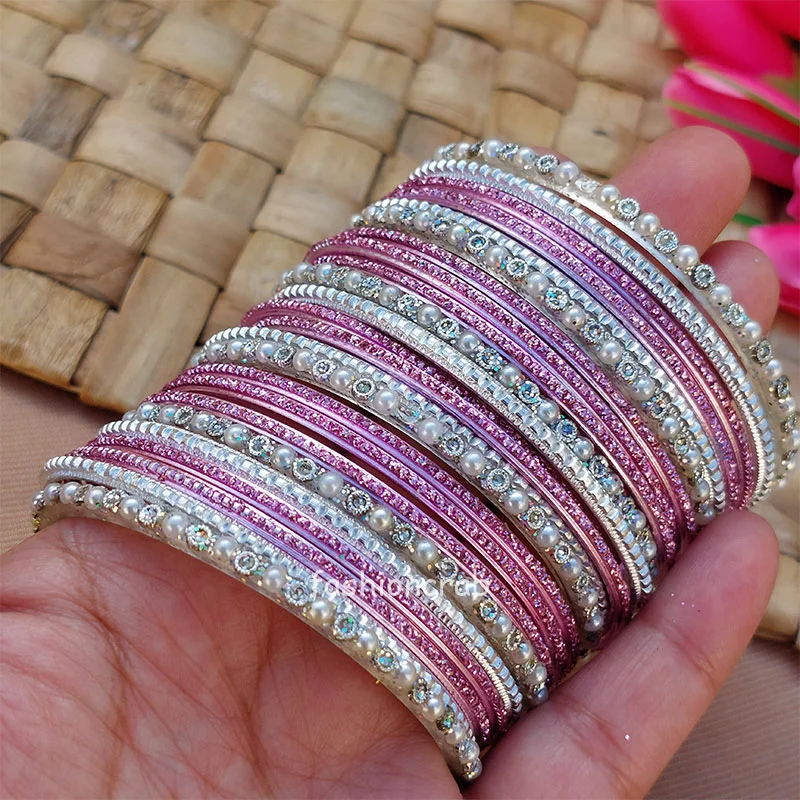 Lavender Color Metal Bangles