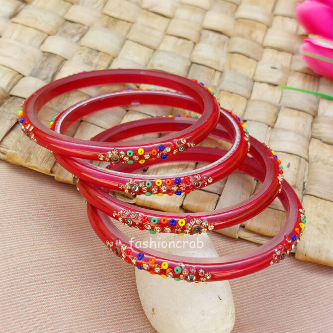 Maroon Set of 4 Bangles for Women