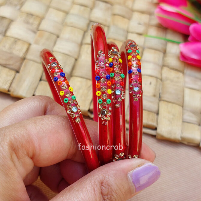 Maroon Set of 4 Bangles for Women