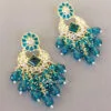 Peacock Blue Earrings for Gown-01 Peacock Blue Earrings for Gown