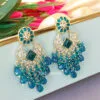Peacock Blue Earrings for Gown