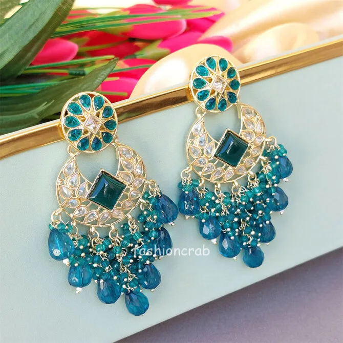 Peacock Blue Earrings for Gown Peacock Blue Earrings for Gown