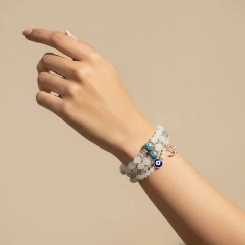 White Pearl Charm Bracelet for Girls