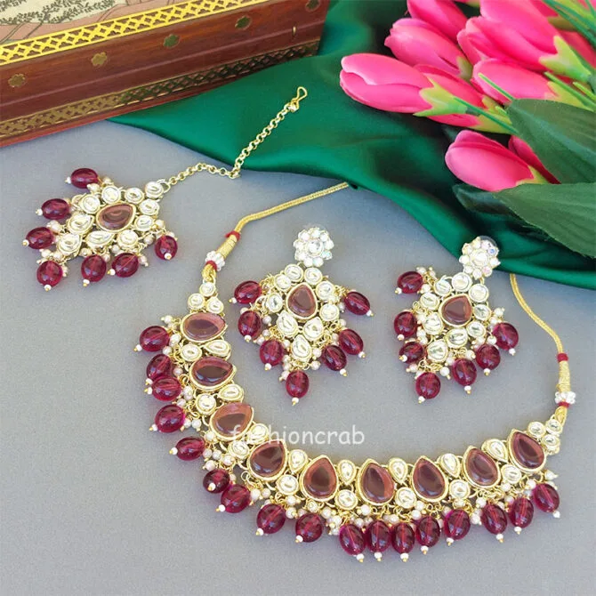 Wine Color Necklace Set Wine Color Necklace Set