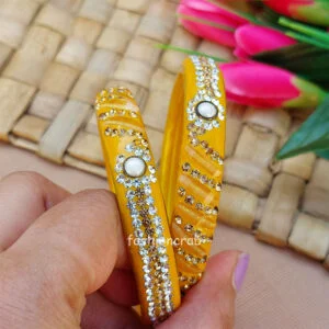 Yellow Glass Kada Bangles