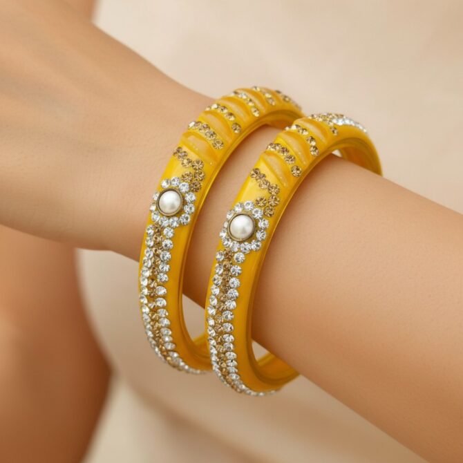 Yellow Glass Kada Bangles-04