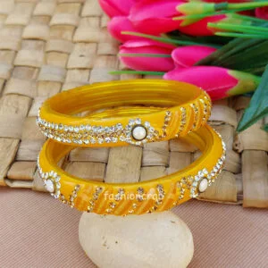 Yellow Glass Kada Bangles